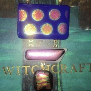 Spooky season harlequin pendant handmade dichroic glass one of a kind